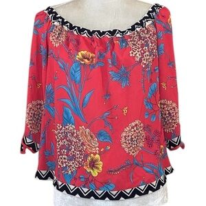 Flying Tomato Women’s Multicolor Floral Off The Shoulder Tunic Top‎ Sz M